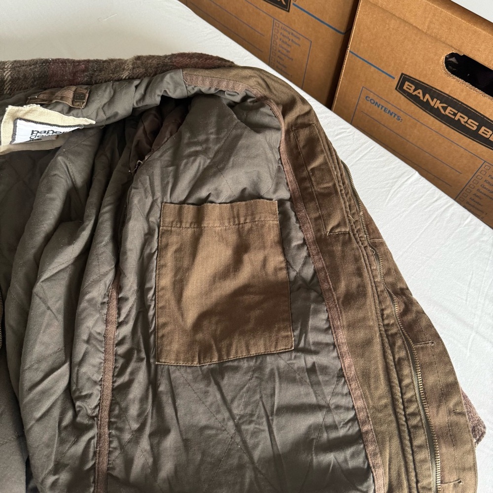 Vintage Chore Jacket Mens XL Flannel Wool Blend Barn Coat Workwear Utility Brown - Picture 10 of 16
